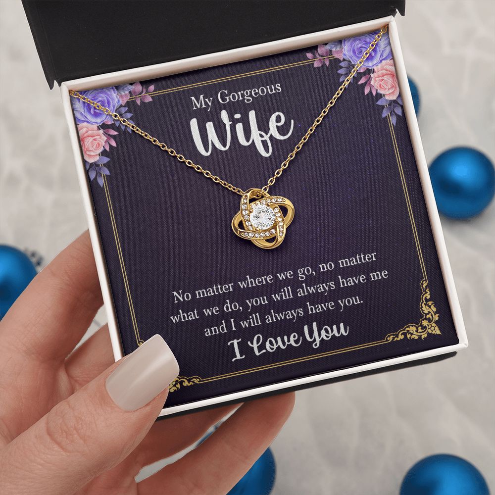 To My Wife Necklace Romantic Gifts For Her Unique Necklaces For Wife From Husband Cute Valentines Day Anniversary Birthday, Love Knot Meaningful Necklace Message Card and Gift Box Styles on Birthday, Christmas, Anniversary  Love knot Thang