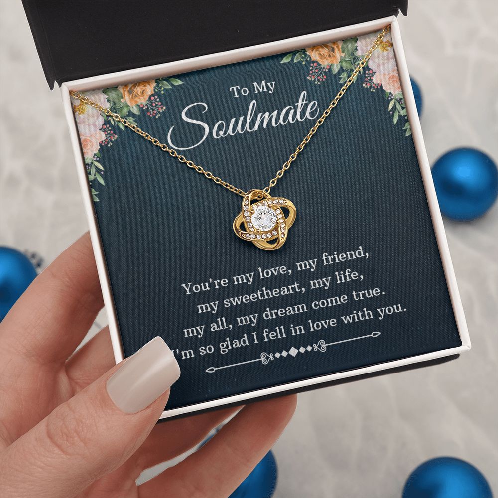 To My Beautiful Soulmate Necklace for her Jewelry For Her Couples Gifts Necklaces For Soul Mate Christmas Jewelry Romantic, Love Knot Meaningful Necklace Message Card and Gift Box Styles on Birthday, Christmas, Anniversary  Love knot Thang