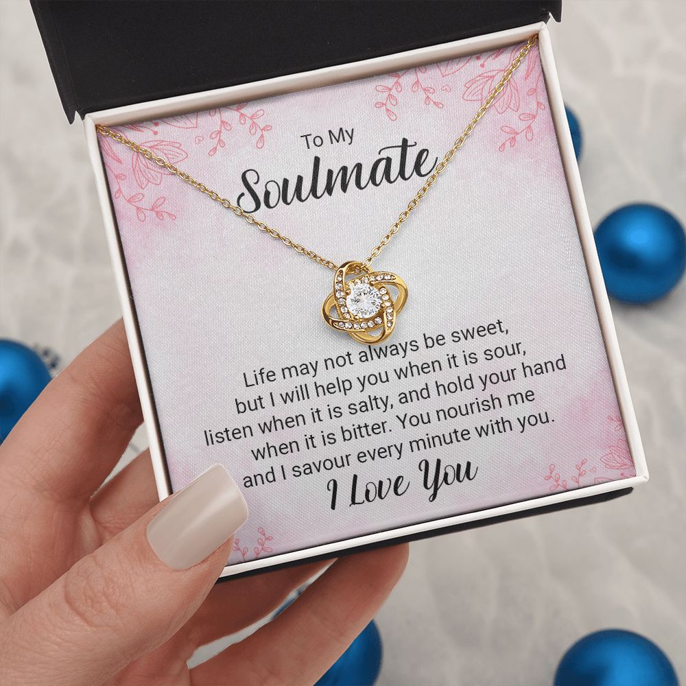 To My Soulmate Necklace for her Jewelry For Her Couples Gifts Necklaces For Soul Mate Christmas Jewelry, Love Knot Meaningful Necklace Message Card and Gift Box Styles on Birthday, Christmas, Anniversary Love knot Thang