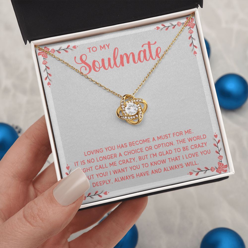 Couples Gifts, Soulmate Necklace Gifts From Husband, Wedding Anniversary Jewelry For Wife From Husband, Wife Birthday From Husband, To My Soulmate Message Card and Gift Box styles On Birthday, Christmas, Anniversary  Love knot Thang