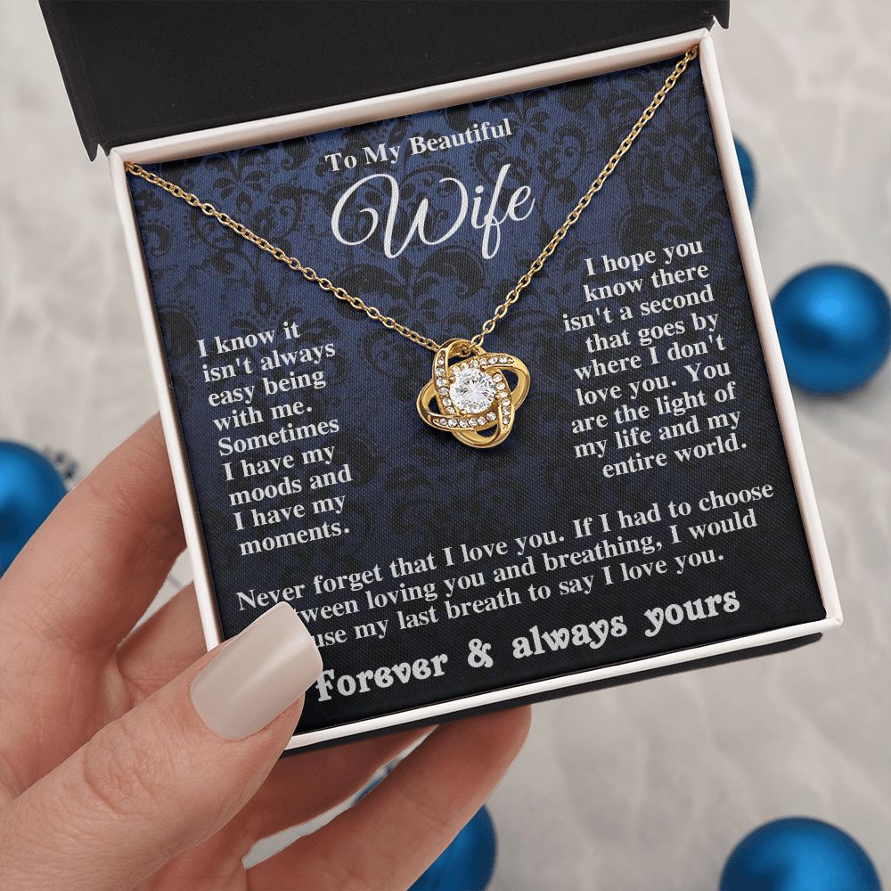 Gifts for Wife Necklace from Husband, Gifts for Wife from Husband, Wedding Gifts for Her Gifts Soulmate Message Card and Necklace Gift Box Gift Box Styles on Birthday, Wedding, Anniversary, Valentine Love knot Thang