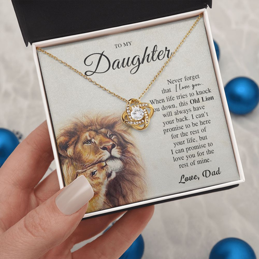 To My Daughter Gifts From Lion Dad, Father Daughter Gift, Daughter Necklace From Dad, Dad And Daughter, Necklace Gifts From Dad To Daughters, Lion Daughter Necklace, Necklace Message Card and Gift Box Styles on Birthday, Christmas, Valentine LOVE KNOT