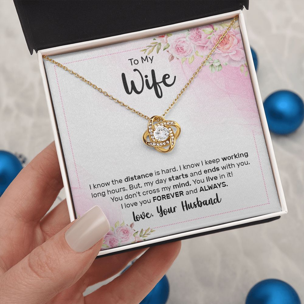 To My Wife Every Passing Second Gift Wife From Husband, Dear Wife, Jewelry For Women, Jewelry For Wife, Love Knot Meaningful Necklace Message Card and Gift Box Styles on Birthday, Christmas, Anniversary Love knot Thang