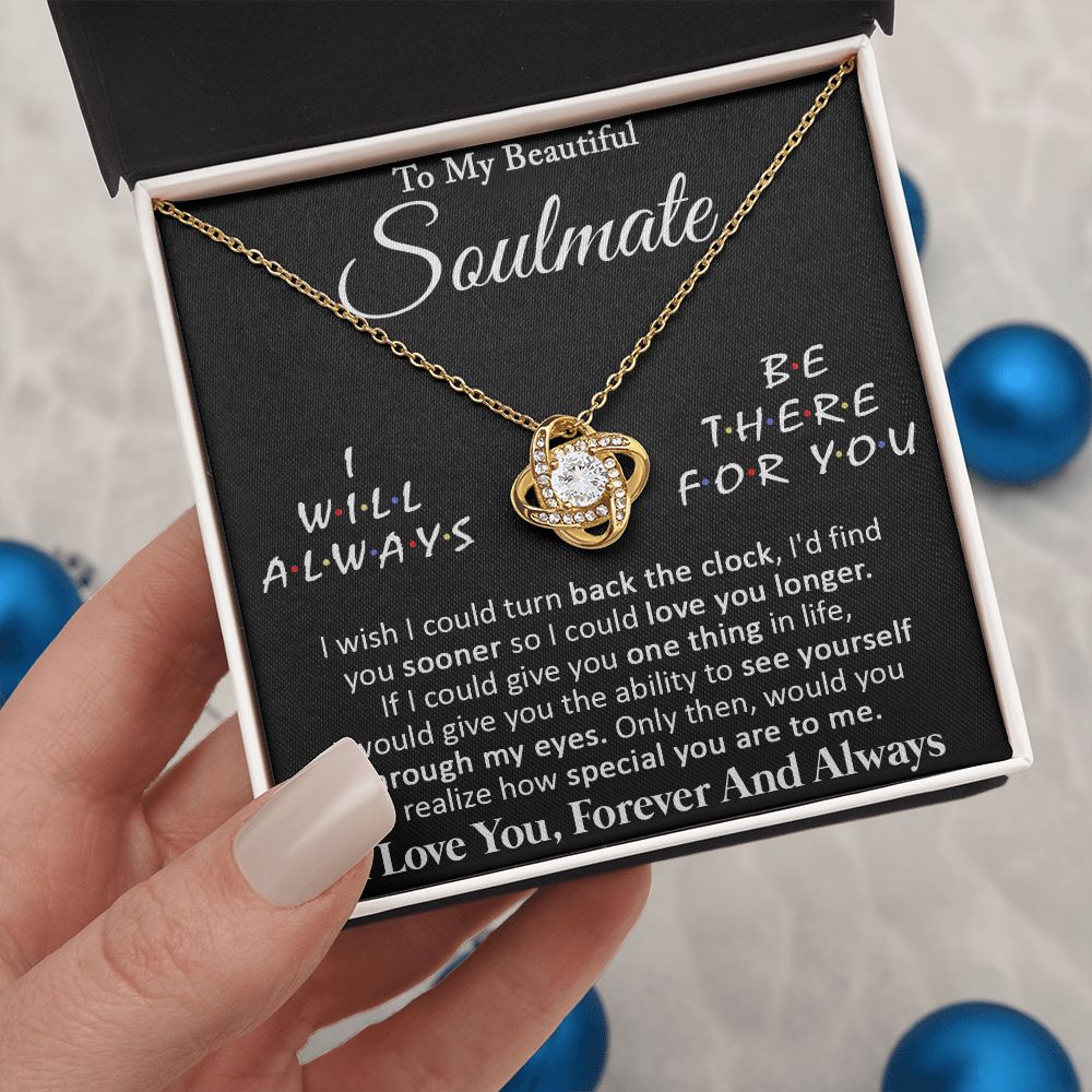 Couples Gifts, To My Beautiful Soulmate Necklace Gifts From Husband, Wedding Anniversary For Wife From Husband, To My Beautiful Wife, Necklace Custom Name Message Card and Gift Box Styles on Birthday, Christmas, Wedding, Anniversary Love knot Thang