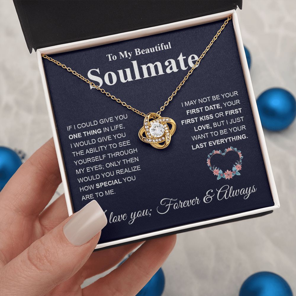 My Beautiful Soulmate Necklace My Last Everything, Promise Necklace For Her, Fiance Gifts For Her, Valentine Gifts For Future Wife With Message Card Box LED, Soulmate Necklace For Women, To My Wife Necklace copy Love knot Thang