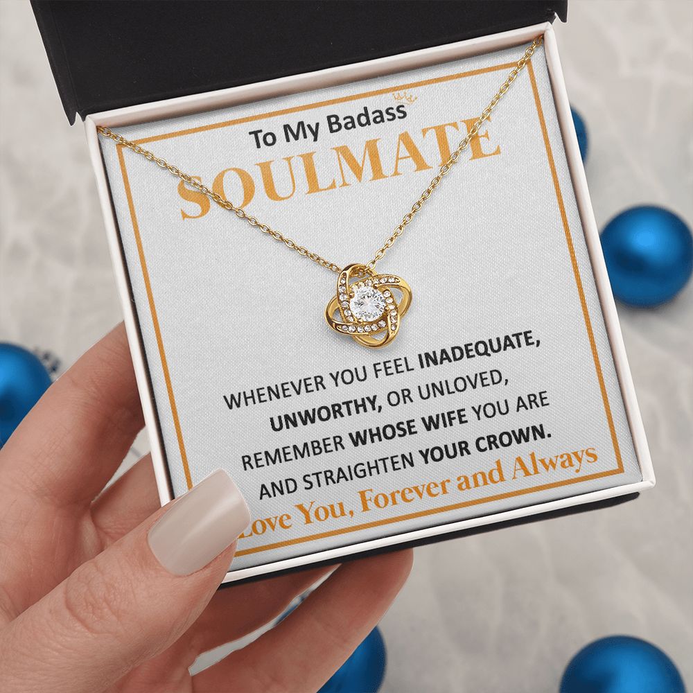 Couples Gifts, To My Dear Wife Necklace Gifts From Husband, Wedding Anniversary Jewelry For Wife From Husband, Wife Birthday From Husband, Necklace Custom Name Message Card and Gift Box Styles on Birthday, Christmas, Wedding, Anniversary Love knot Thang