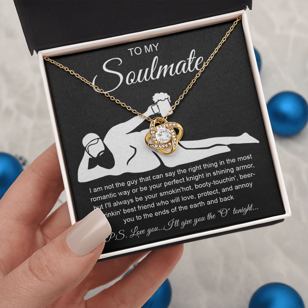 To My Soulmate Necklace For Women, Funny Gifts For Girlfriend,Valentine Christmas Presents For Girlfriend, Best Birthday Meaningful Gift Ideas For Wife, Women Romantic Jewelry For Her Anniversary Message Card and Gift Box Styles LOVE KNOT
