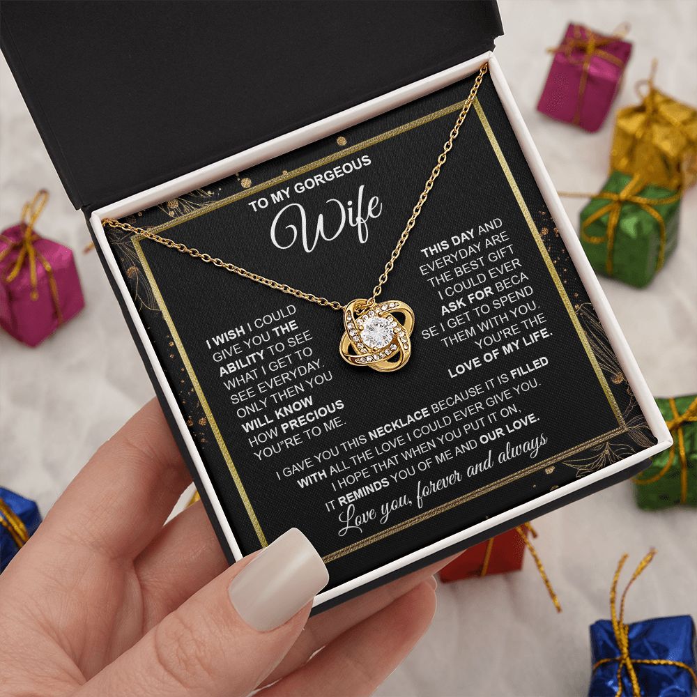 to My Wife Necklace from Husband, Necklaces for Wife from Husband, to My Soulmate Necklace for Women, Soulmate Jewelry for Wife Wedding Jewelry Gifts for Wife Valentine Gifts from Husband Love knot Thang