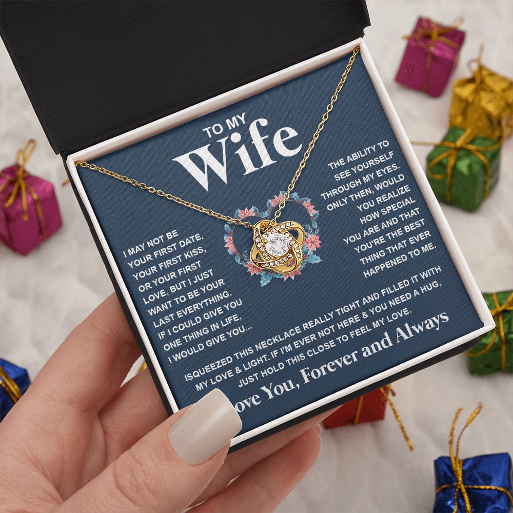 Couples Gifts Necklace To My Soulmate Necklace Birthday Christmas Jewelry Romantic Gift For My Wife Pendant Jewelry with Message Card and Box Necklaces for Women Valentines Day Happy Anniversary Wedding Present Love knot Thang
