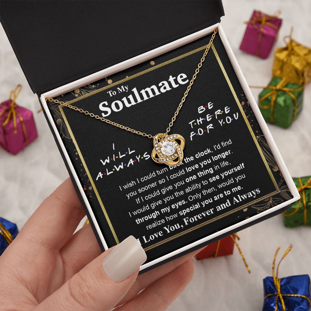 To My Soulmate Necklace To My Future Wife Necklace Gifts, Promise Necklace For Her, Fiance Gifts For Her, Wedding Necklace Gifts For Soulmate From Husband With Message Card Box LED, Soulmate Necklace For Women, To My Wife Necklace Love knot Thang