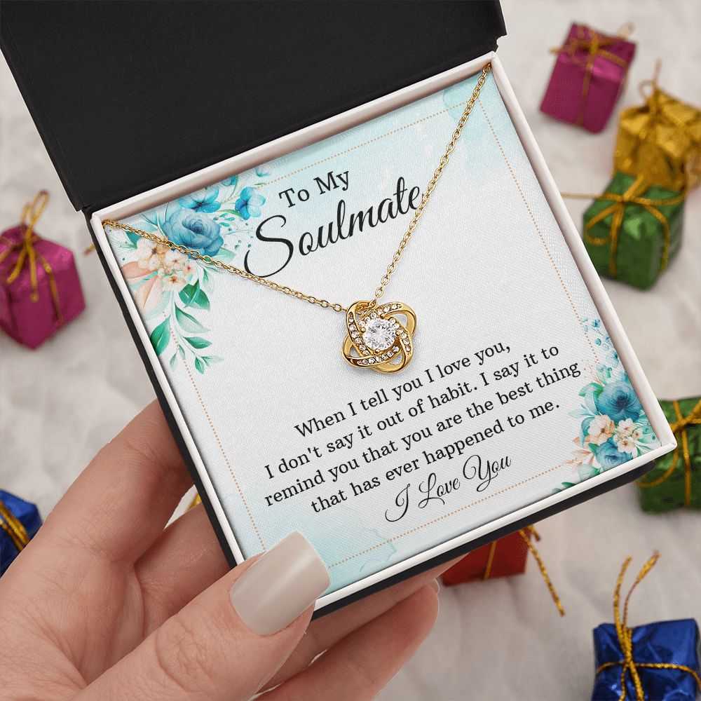 To My Soulmate, To My Wife Necklace, Wife Necklace, Wife Gift, WIfe Gift From Husband, Happy Anniversary, Meaningful Necklace Message Card and Gift Box Styles on Birthday, Christmas, Anniversary Love knot Thang
