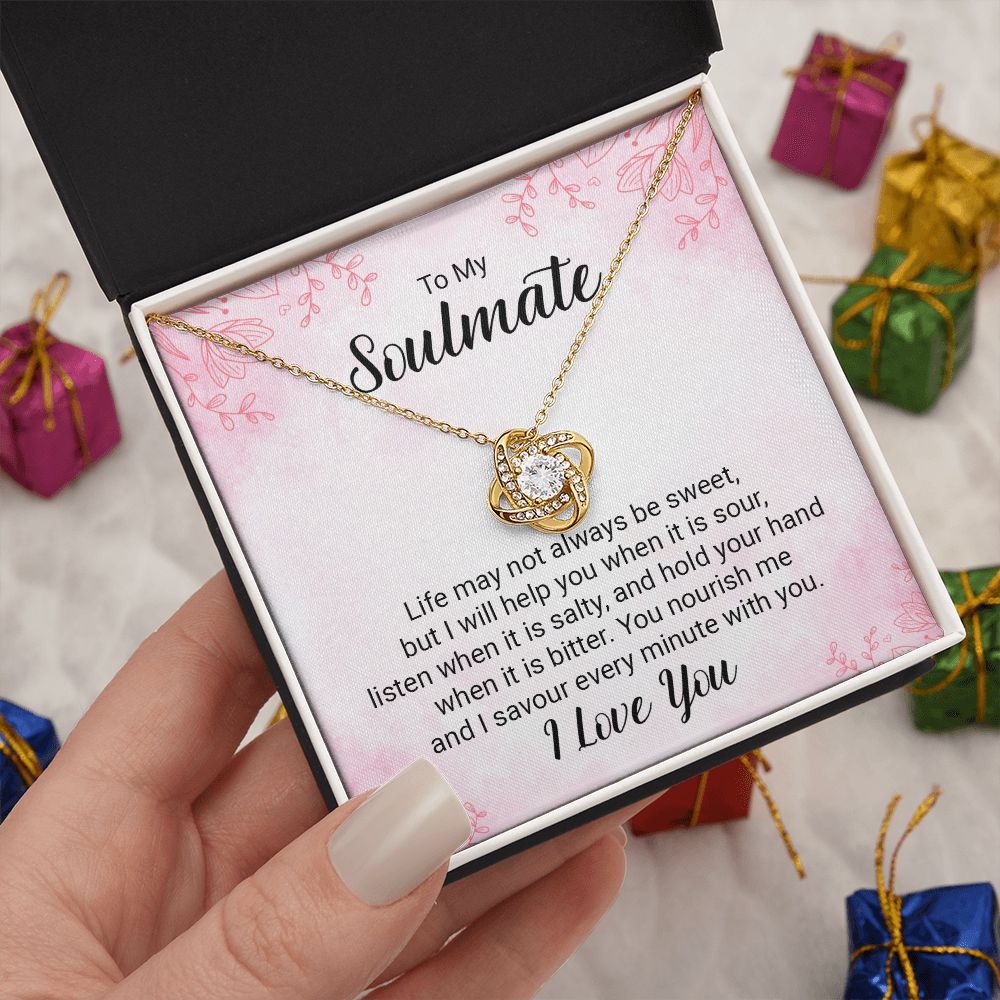 To My Soulmate Necklace for her Jewelry For Her Couples Gifts Necklaces For Soul Mate Christmas Jewelry, Love Knot Meaningful Necklace Message Card and Gift Box Styles on Birthday, Christmas, Anniversary Love knot Thang