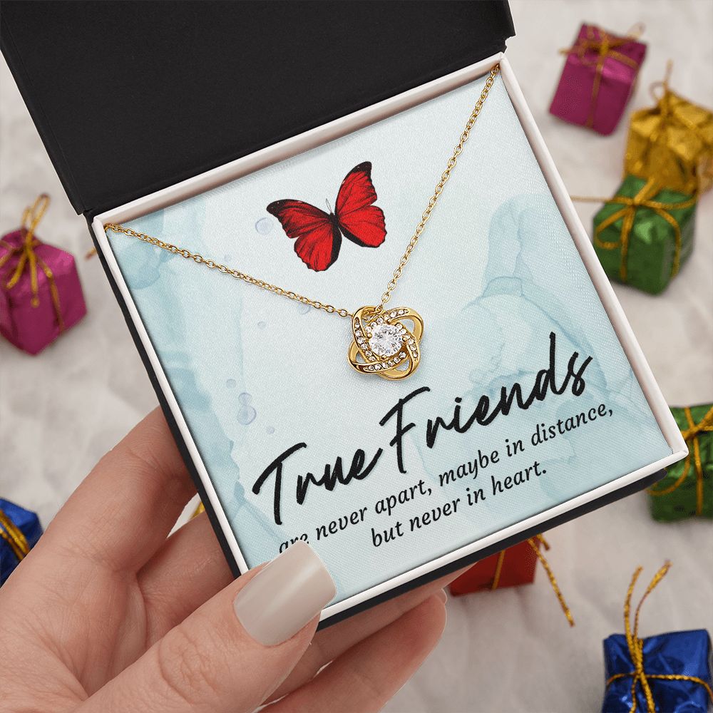 To My True Girlfriend Necklace, Brother to Sister, Birthday For Sister from Brother, Love Knot Meaningful Necklace Message Card and Gift Box Styles on Birthday, Christmas, Anniversary Love knot Thang
