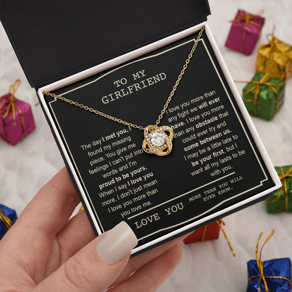Couples Gifts, To My Boyfriend Necklace Gifts From Husband, Wedding Anniversary Jewelry For Wife From Husband, Necklace Customer Name Message Card and Gift Box styles On Birthday, Christmas, Anniversary Love knot Thang