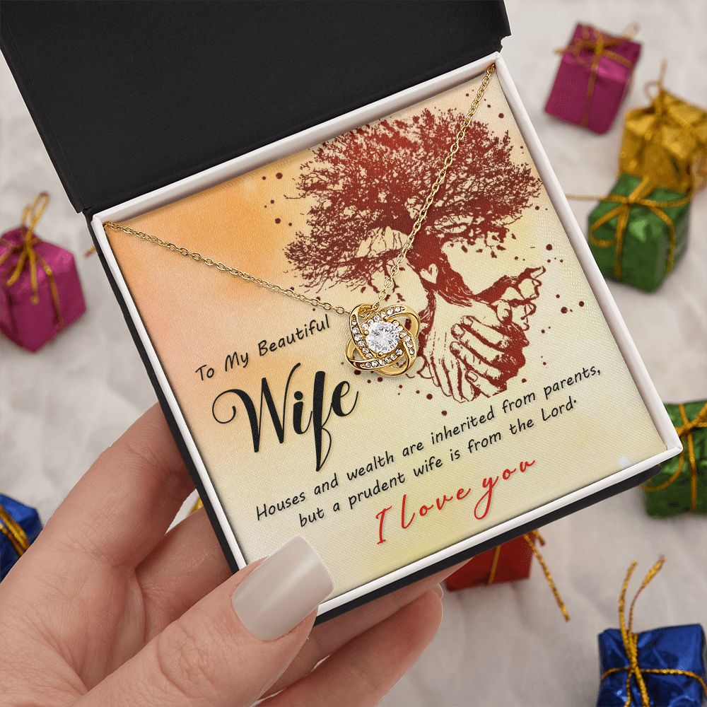 Couples Gifts, Beautiful Wife Necklace Gifts From Husband, Wedding Anniversary Jewelry For Wife From Husband, Wife Birthday From Husband, To My Soulmate Message Card and Gift Box styles On Birthday, Christmas, Anniversary  Love knot Thang