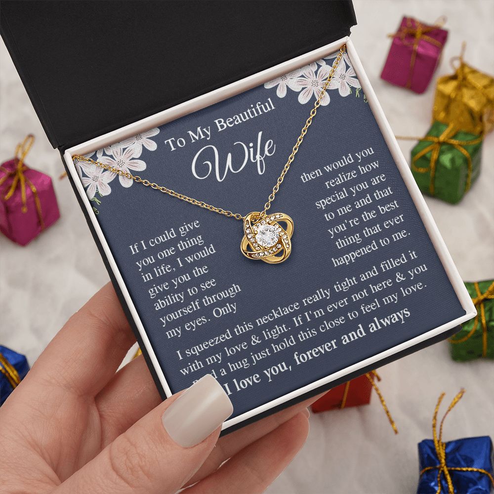 Wife Necklace Gift for Her, Soulmate Jewelry, Necklace for Future Wife, Wedding Anniversary Jewelry for Wife Necklace Gifts from Husband - Soulmate Gift Necklace with Message Card and Gift Box Love knot Thang