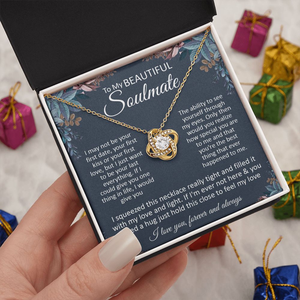 Couples Gifts, To My Dear Wife Necklace Gifts From Husband, Wedding Anniversary Jewelry For Wife From Husband, Wife Birthday From Husband, Necklace Custom Name Message Card and Gift Box Styles on Birthday, Christmas, Wedding, Anniversary\ Love knot Thang