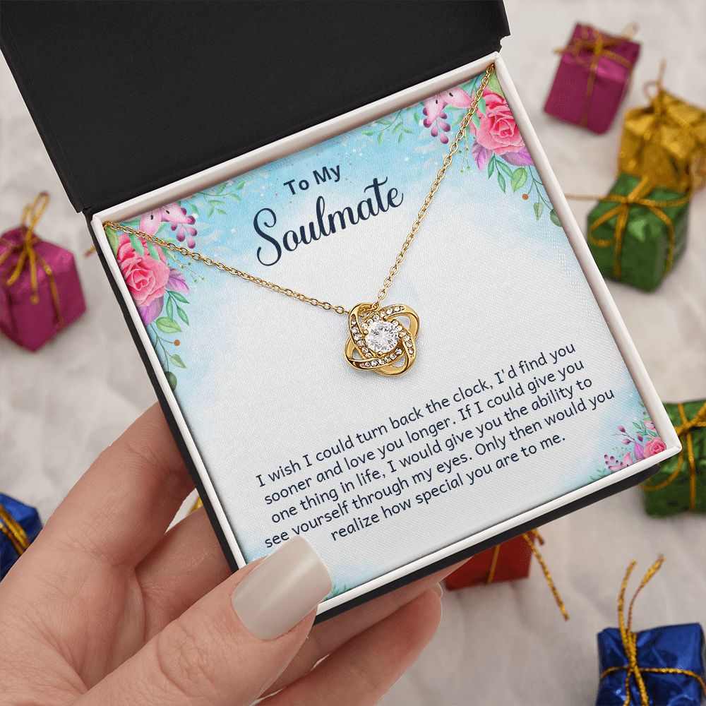 Couples Gifts Necklace To My Soulmate Necklace Gifts For My Wife, Love Knot Meaningful Necklace Message Card and Gift Box Styles on Birthday, Christmas, Anniversary Love knot Thang