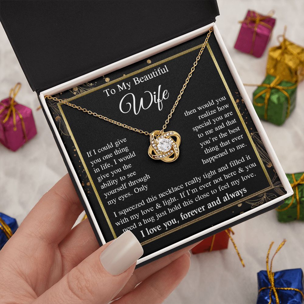 Wife Necklace Gift for Her, Soulmate Jewelry, Necklace for Future Wife, Valentine Jewelry for Wife Necklace Gifts from Husband - Soulmate Gift Necklace with Message Card and Gift Box Love knot Thang
