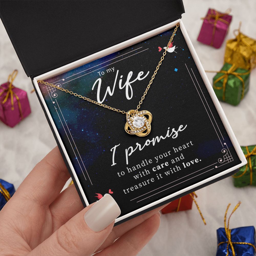 Birthday For Wife, Love Necklace Gifts For Wife From Husband, To My Soulmate Necklace For Women, To My Wife Necklace Wedding Anniversary, I Love You, Love Knot Meaningful Necklace Message Card and Gift Box Styles on Birthday, Christmas, Anniversary Love k