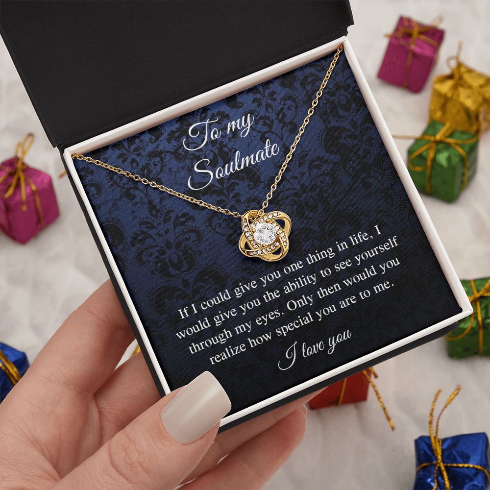 Couples Gifts Necklace To My Soulmate Necklace, Necklace Gifts For Wife From Husband Jewelry Romantic Gifts For My Wife Necklace Custom Name Message Card and Gift Box Styles on Birthday, Christmas, Wedding, Anniversary, Valentine Love knot Thang