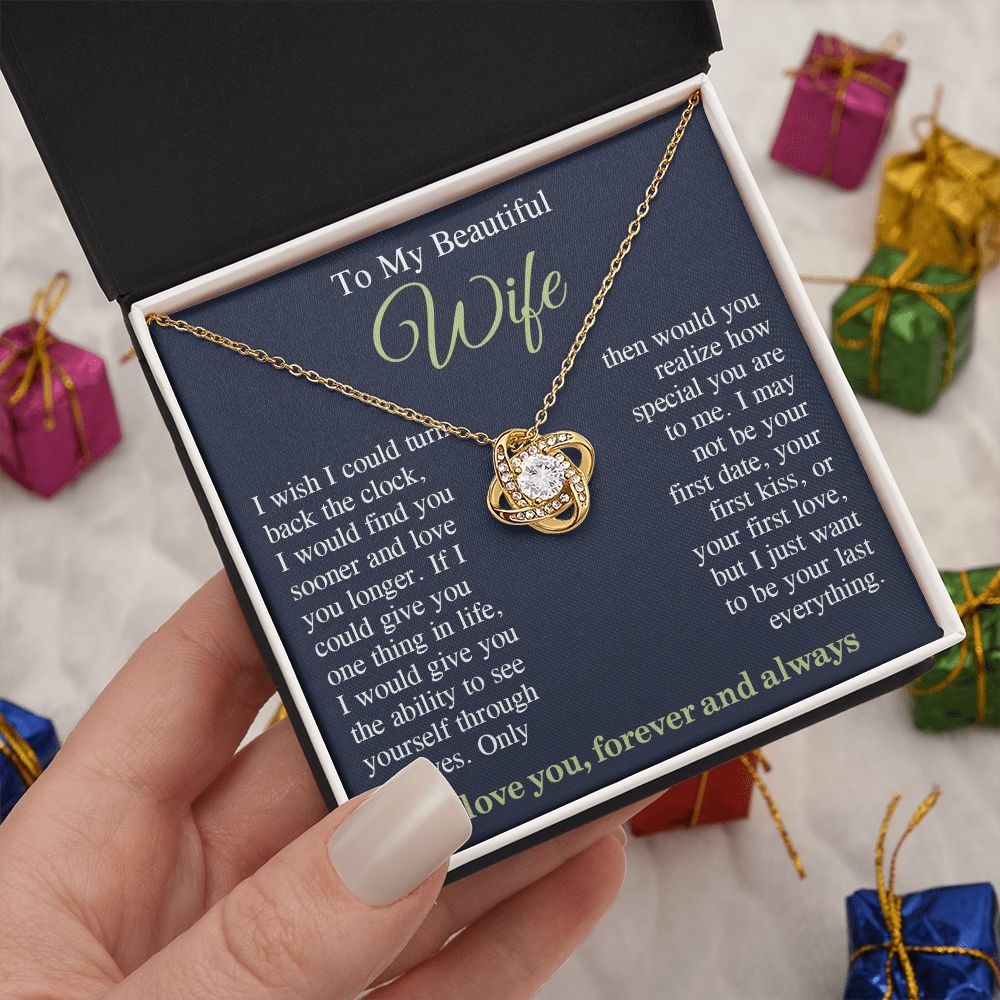 To My Beautiful Soulmate Necklace Gift, Wife Gifts From Husband, Anniversary Gifts For Wife From Husband To My Soulmate Necklace Message Card and Necklace Gift Box Gift Box Styles on Birthday, Wedding, Anniversary, Valentine Love knot Thang