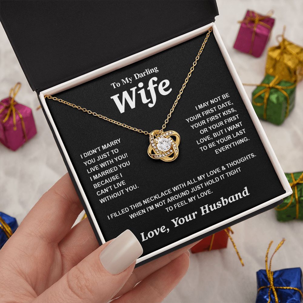 Valentine Gifts for Wife Necklace from Husband- Gifts for Wife from Husband, Valentine Gifts for Her Gifts Soulmate Message Card and Necklace Gift Box Gift Box Styles on Birthday, Wedding, Anniversary, Valentine Love knot Thang