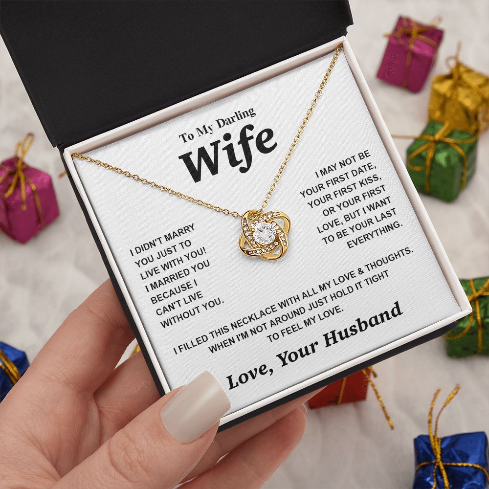 Valentine Gifts for Wife Necklace from Husband- Gifts for Wife from Husband, Birthday Gifts for Her Gifts Soulmate Message Card and Necklace Gift Box Gift Box Styles on Birthday, Wedding, Anniversary, Valentine Love knot Thang