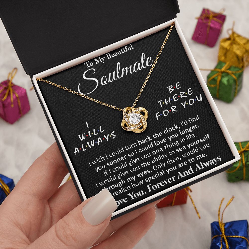 Couples Gifts, To My Beautiful Soulmate Necklace Gifts From Husband, Wedding Anniversary For Wife From Husband, To My Beautiful Wife, Necklace Custom Name Message Card and Gift Box Styles on Birthday, Christmas, Wedding, Anniversary Love knot Thang