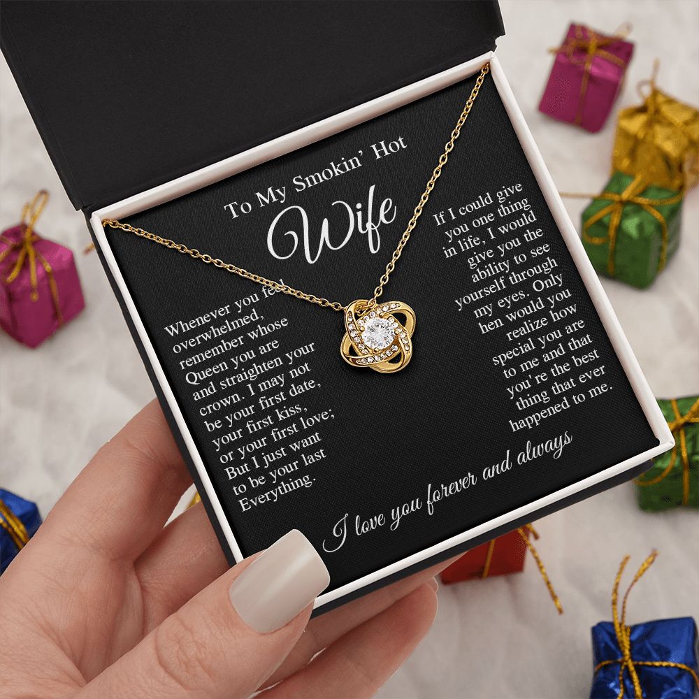 To My Beautiful Soulmate Necklace, Valentine Anniversary Jewelry for Women, Anniversary Gifts For Wife From Husband To My Wife Necklace Message Card and Necklace Gift Box Gift Box Styles on Birthday, Wedding, Anniversary, Valentine Love knot Thang