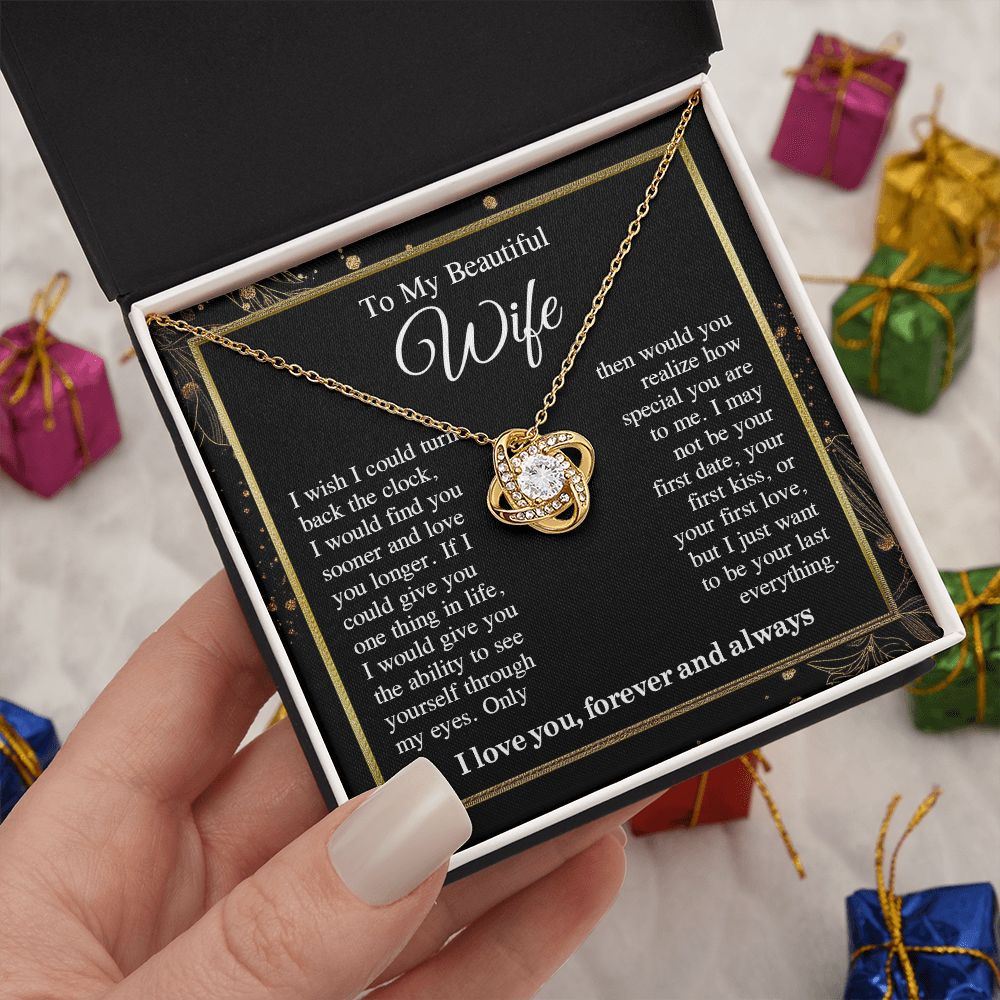 To My Beautiful Soulmate Necklace Gift For Her, Wife Gifts From Husband, Anniversary Gifts For Wife From Husband To My Wife Necklace Message Card and Necklace Gift Box Gift Box Styles on Birthday, Wedding, Anniversary, Valentine Love knot Thang