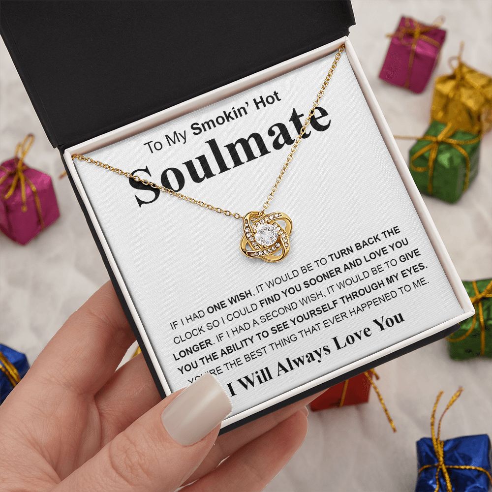 Gifts For Soulmate Birthday Gifts From Husband Necklace Valentines Day, Necklace for Future Soulmate, Wedding Anniversary Jewelry for Wife Necklace Gifts from Husband - Soulmate Gift Necklace with Message Card and Gift Box Love knot Thang