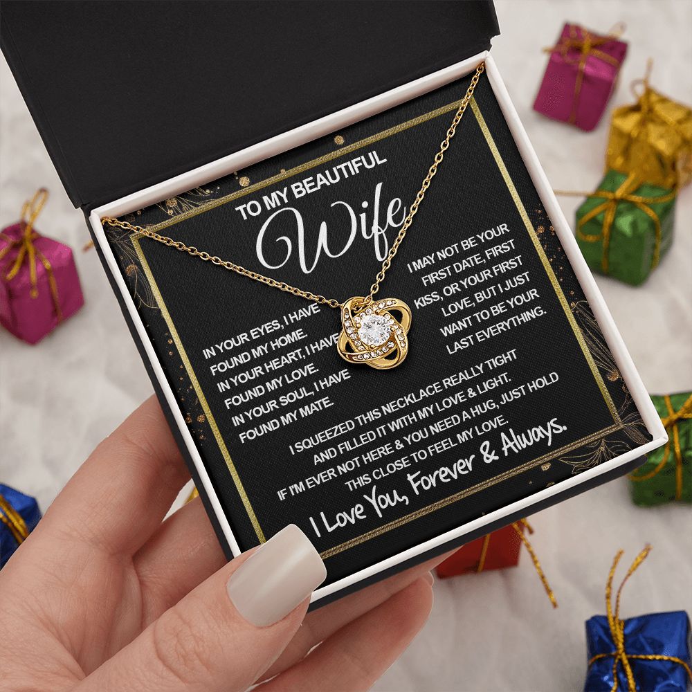 To My Beautiful Wife Necklace, Soulmate Jewelry For Women, Wife Necklace From Husband, Soulmate Gifts Necklace For Wife, Soulmate Gifts For Her, To My Future Wife Necklace Soulmate Love knot Thang