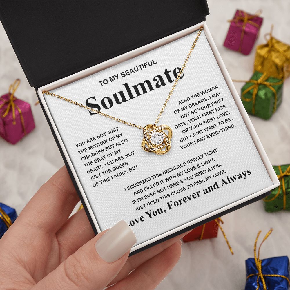 Gifts For Soulmate Birthday Gifts From Husband Necklace Valentines Days, Necklace for Future Soulmate, Valentine Necklace Jewelry for Wife Necklace Gifts from Husband - Soulmate Gift Necklace with Message Card and Gift Box Love knot Thang