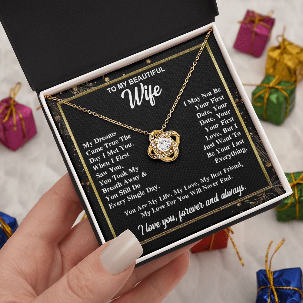 To My Wife Necklace Gift for Her, Soulmate Necklace, Necklaces for Wife from Husband, Birthday To My Wife Necklace, Soulmate Gifts, Necklace Message Card and Gift Box Styles on Birthday, Wedding, Anniversary, Valentine Love knot Thang