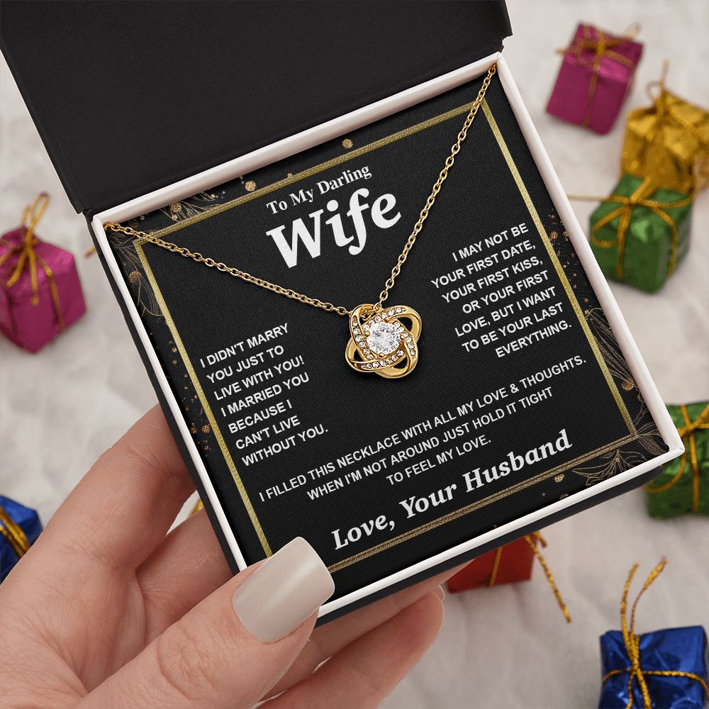 Valentine Gifts for Wife Necklace from Husband, Gifts for Wife from Husband, Wedding Gifts for Her Gifts Soulmate Message Card and Necklace Gift Box Gift Box Styles on Birthday, Wedding, Anniversary, Valentine Love knot Thang
