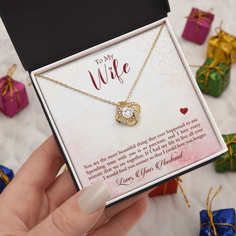 Couples Gifts,My Wife Girlfriend Necklace Gifts From Husband, Wedding Anniversary Jewelry For Wife From Husband, Wife Birthday From Husband, To My Beautiful Wife Girlfriend Message Card and Gift Box styles On Birthday, Christmas, Anniversary  Love knot Th