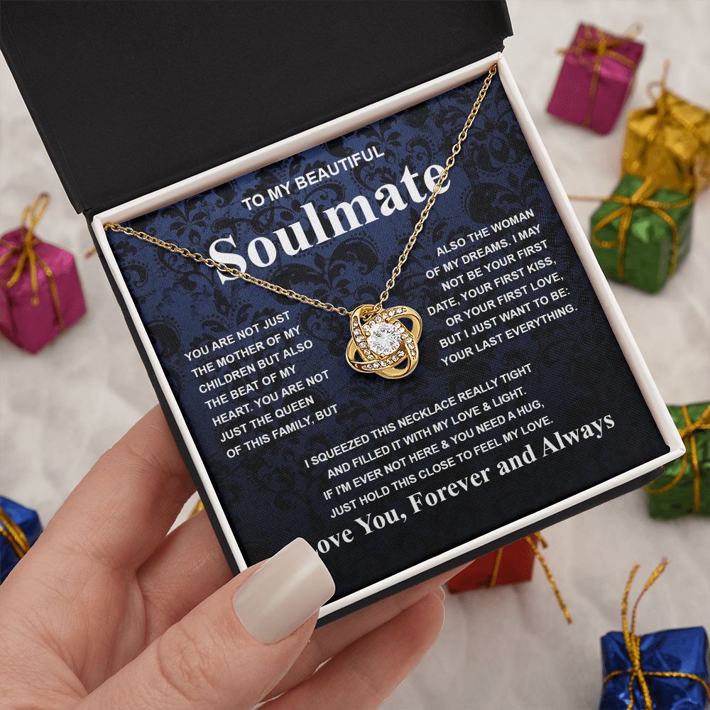 Gifts For Soulmate Birthday Gifts From Husband Necklace Valentines Days, Necklace for Future Soulmate, Wedding Necklace Jewelry for Wife Necklace Gifts from Husband - Soulmate Gift Necklace with Message Card and Gift Box Love knot Thang