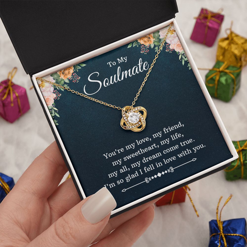 To My Beautiful Soulmate Necklace for her Jewelry For Her Couples Gifts Necklaces For Soul Mate Christmas Jewelry Romantic, Love Knot Meaningful Necklace Message Card and Gift Box Styles on Birthday, Christmas, Anniversary  Love knot Thang