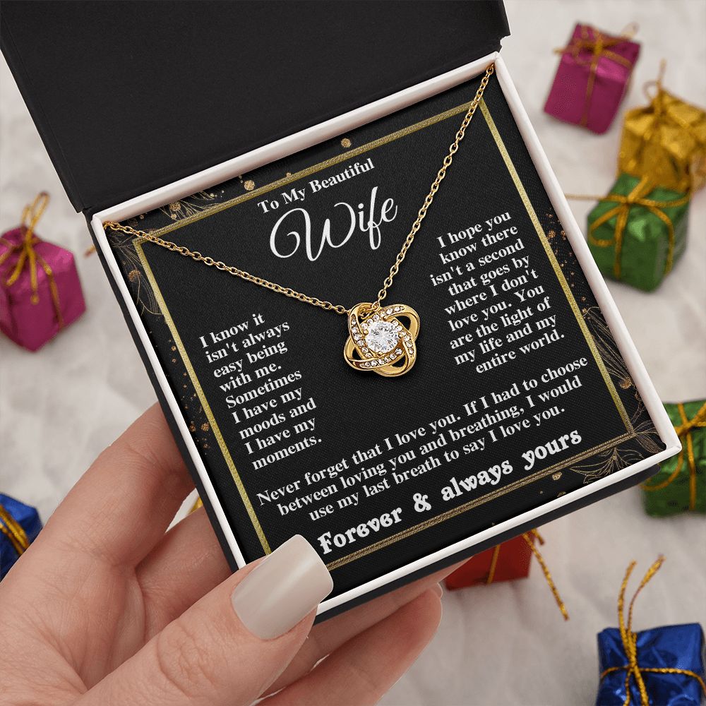 Gifts for Wife Necklace from Husband, Gifts for Wife from Husband, Birthday Gifts for Her Gifts Soulmate Message Card and Necklace Gift Box Gift Box Styles on Birthday, Wedding, Anniversary, Valentine Love knot Thang