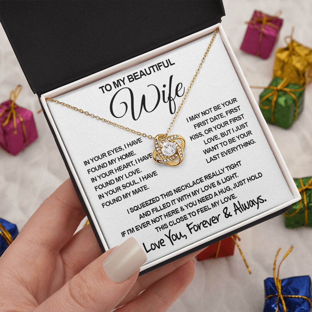 To My Beautiful Wife Necklace, Soulmate Jewelry For Women, Wife Necklace From Husband, Soulmate Birthday Gifts Necklace For Wife, Soulmate Gifts For Her, To My Future Wife Necklace Soulmate Love knot Thang