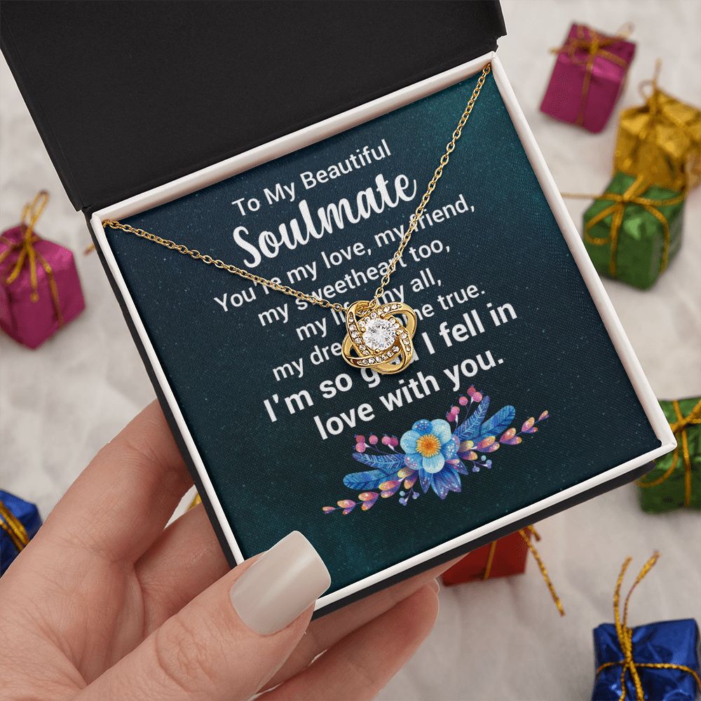 Couples Gifts, Beautiful Soulmate Necklace Gifts From Husband, Wedding Anniversary Jewelry For Wife From Husband, Wife Birthday From Husband, To My Unbiological Sister Message Card and Gift Box styles On Birthday, Christmas, Anniversary  Love knot Thang