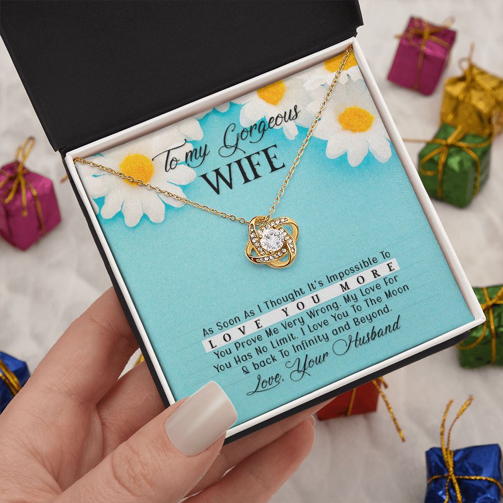 To My Gorgeous Wife Every Passing Second Gift Wife From Husband, Jewelry For Women, Jewelry For Wife, Love Knot Meaningful Necklace Message Card and Gift Box Styles on Birthday, Christmas, Anniversary Love knot Thang