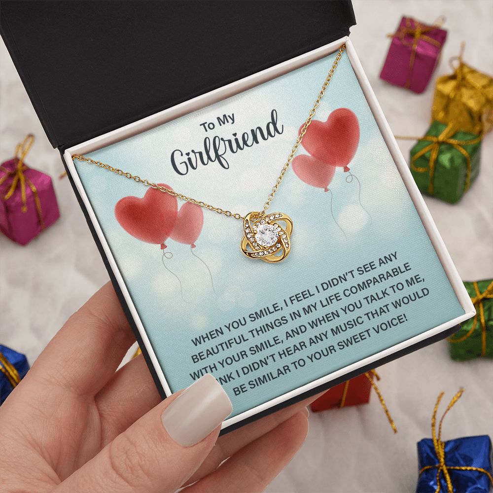 Love Knot Necklace To My Girlfriend Gifts From Boyfriend, Girlfriend Jewelry, Girlfriend Birthday Anniversary For Girlfriend Gift, Necklace Message Card and Gift Box Styles on Birthday, Christmas, Anniversary Love knot Thang