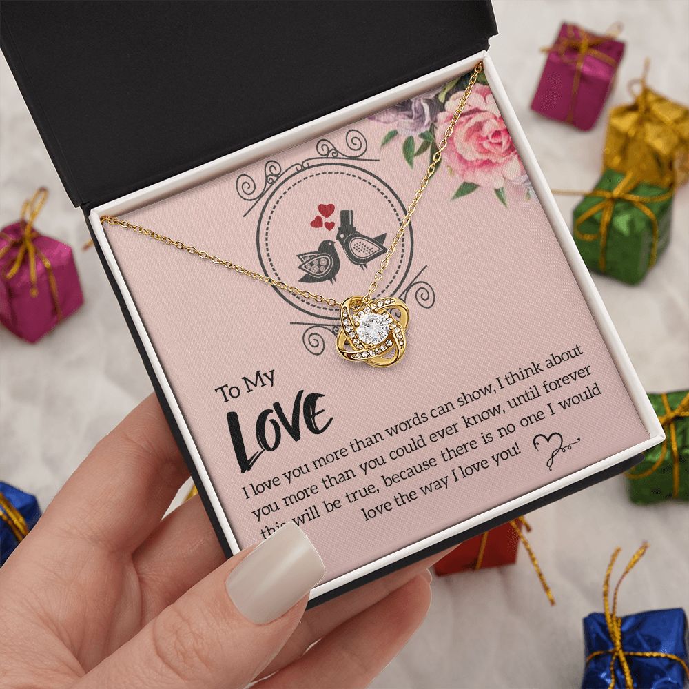 The Love Knot Necklace To My Love Knot Necklace, Happy First anniversary, Unique Gift from Husband, Best Jewelry for Wife, Dear Wife, Necklace Message Card and Gift Box Styles on Birthday, Christmas, Anniversary  Love knot Thang