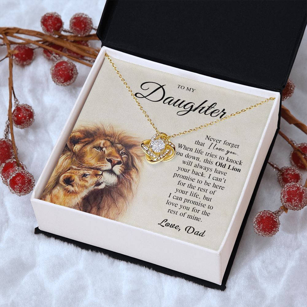 To My Daughter Gifts From Lion Dad, Father Daughter Gift, Daughter Necklace From Dad, Dad And Daughter, Necklace Gifts From Dad To Daughters, Lion Daughter Necklace, Necklace Message Card and Gift Box Styles on Birthday, Christmas, Valentine LOVE KNOT