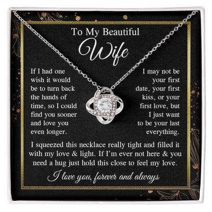 Wife Necklace Gift for Her, Soulmate Jewelry, Necklace for Future Wife, Valentine Jewelry for Wife Necklace Gifts from Husband - Soulmate Gift Necklace with Message Card and Gifts Box Love knot Thang
