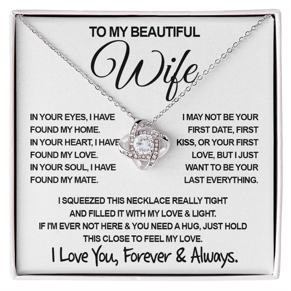 To My Beautiful Wife Necklace, Soulmate Jewelry For Women, Wife Necklace From Husband, Soulmate Birthday Gifts Necklace For Wife, Soulmate Gifts For Her, To My Future Wife Necklace Soulmate Love knot Thang