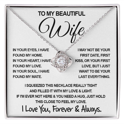 To My Beautiful Wife Necklace, Soulmate Jewelry For Women, Wife Necklace From Husband, Soulmate Birthday Gifts Necklace For Wife, Soulmate Gifts For Her, To My Future Wife Necklace Soulmate Love knot Thang
