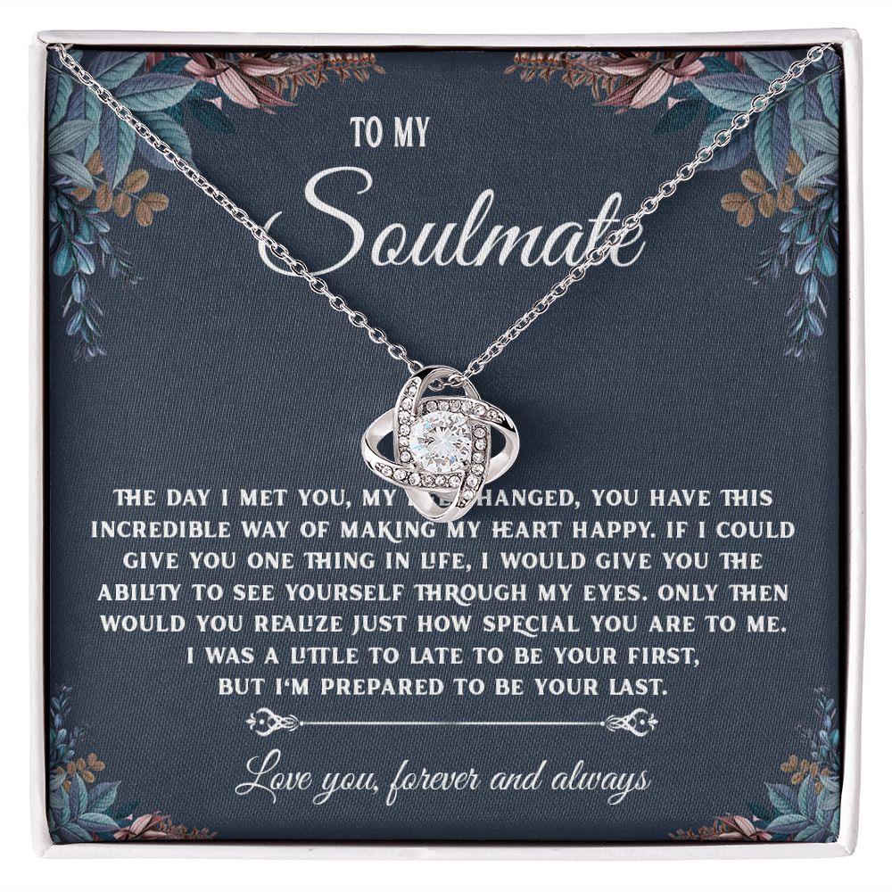 To My Soulmate Necklace Gift, Necklaces For Wife from Husband, Soulmate Necklace to My Beautiful Soulamte, Necklace For Soulmate with Message Card and Necklace Gift Box Gift Box Styles on Birthday, Christmas, Wedding, Anniversary, Valentine Love knot Than